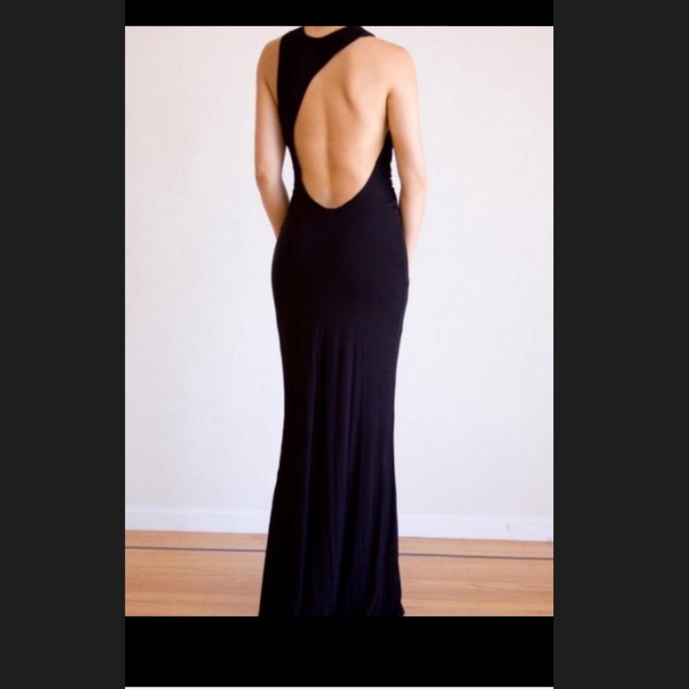 Black backless maxi dress